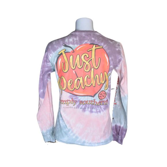 Simply Southern Just Peachy Tie Dye Tee Long Sleeve Small - Picture 1 of 7